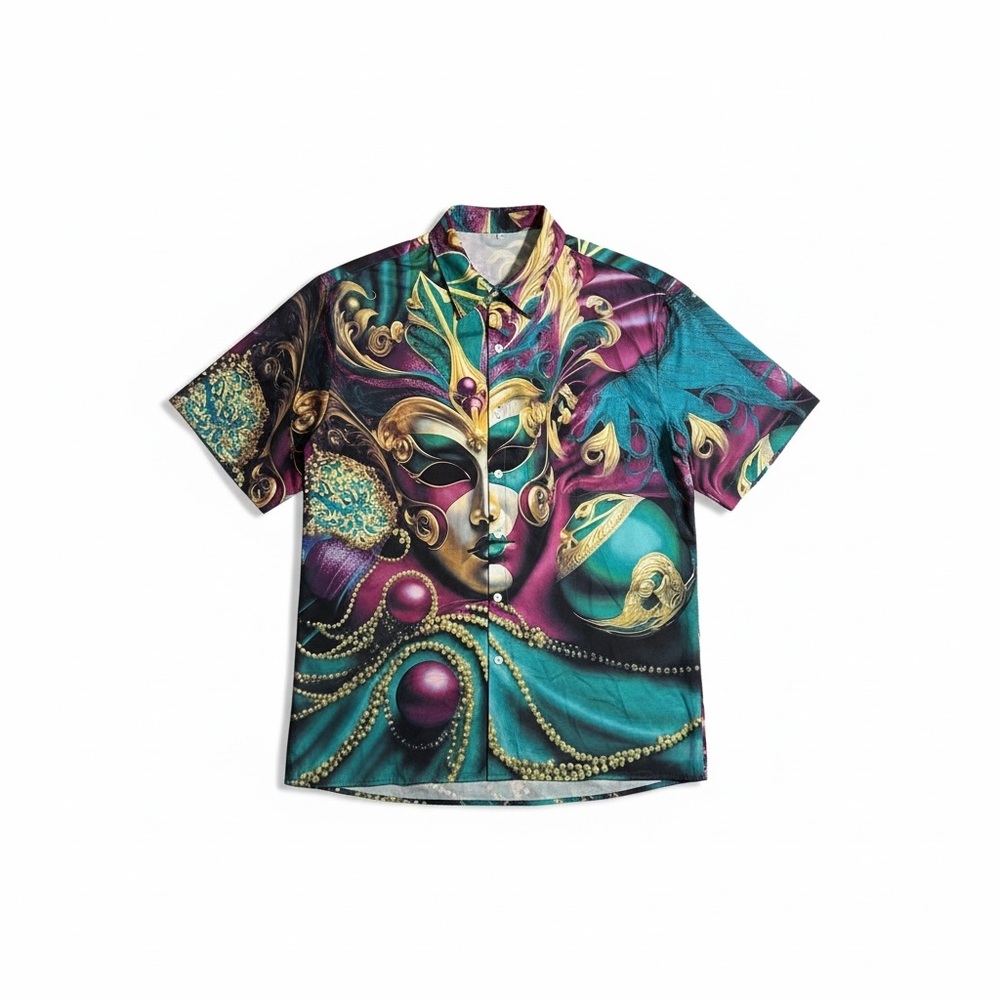 Colorful Mask Print Shirt - Picture 7 of 14